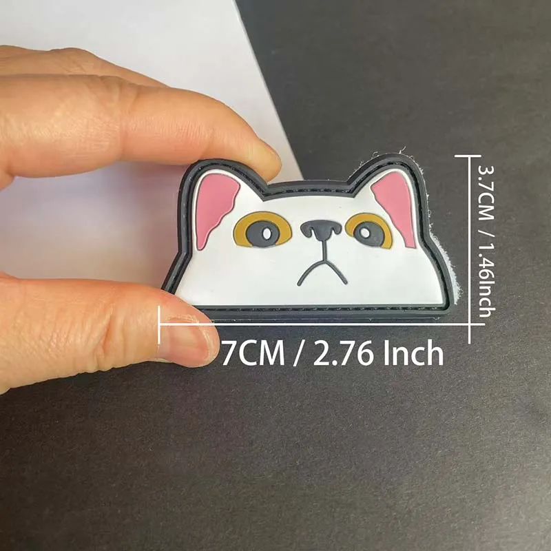 Funny Cat Face Tactical Badges Embroidery Applique Clothes Sticker,3d PVC Patches Hook and Loop Emblemen For Backpack,Clothing