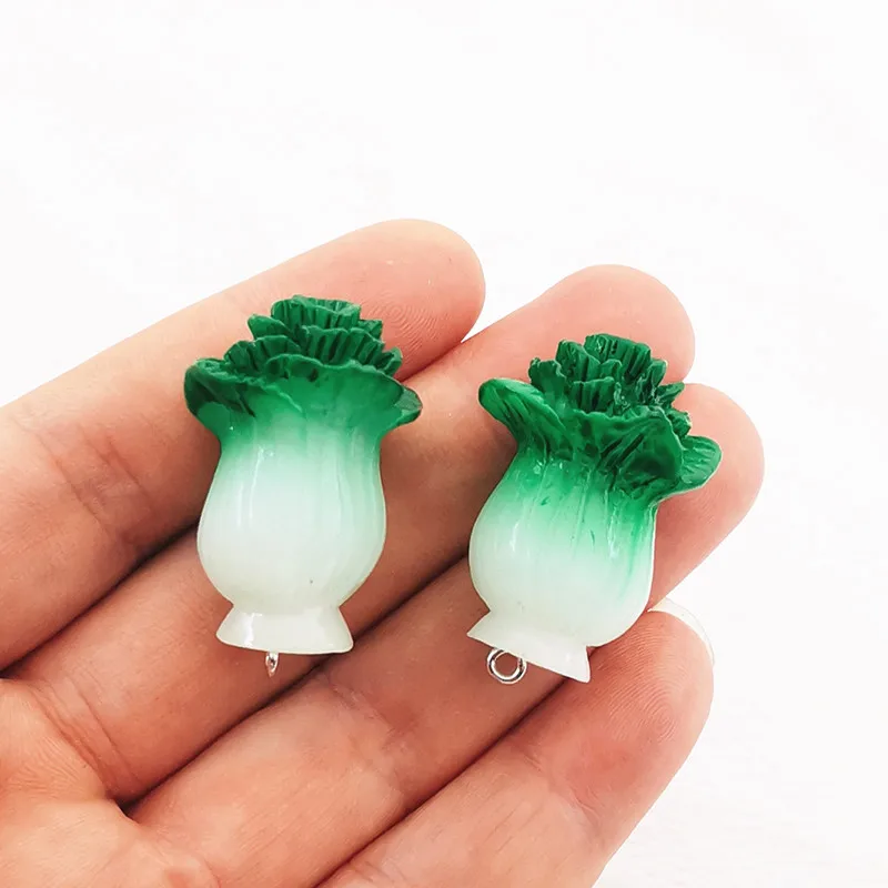 4pcs 33*25mm Resin vegetable charms 3D Chinese Cabbage  charms Pendants for Jewelry Making DIY Jewelry Findings,Designer Charms