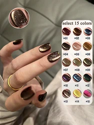 1-24pcs WS Spring Summer Nail Maillard Black Brown Red Blue Glass Bead Cat Eye Gel Nail Polish Nail Salon Nail Art Nail Supplies