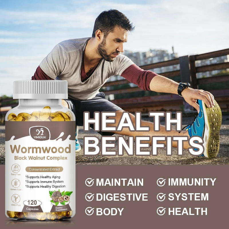 Wormwood Black Walnut Complex Extract Capsules Supports Immune System Healthy Digestion Healthy Aging -60/120 Capsules