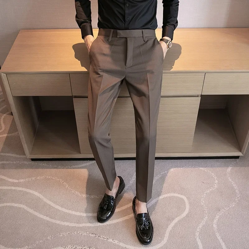 Elegant British Style Men's Suit Pants Business Casual Suit Pants Summer Commuting Office Leisure Pants Social Men's Clothing