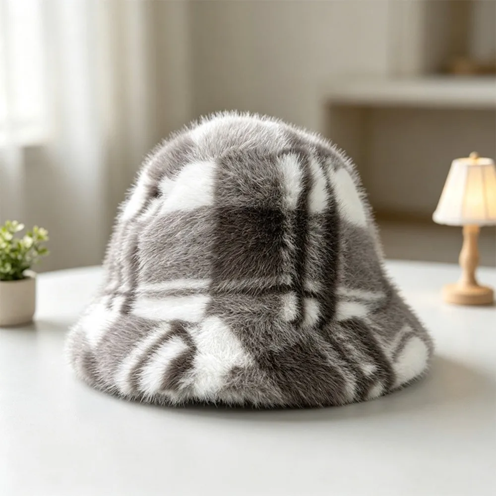 novo-cachecol-de-inverno-em-pele-sintetica-chapeu-macio-e-quente-de-la-de-vison-cachecol-xadrez-chapeu-bucket-fofo-para-mulheres
