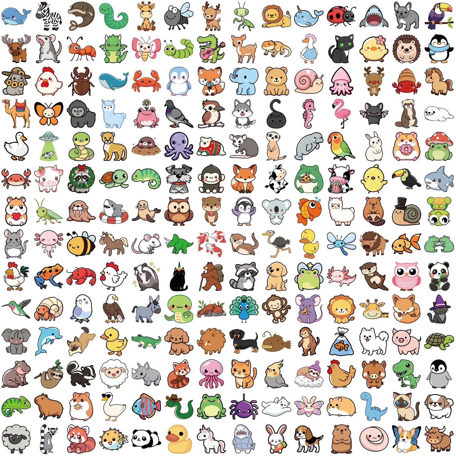 100/200PCS Simpatici Animali Misti Cartoon Graffiti Adesivi FAI DA TE Telefono Chitarra Laptop Notebook Valigia Tazza Adesivo Impermeabile Giocattolo Del Capretto