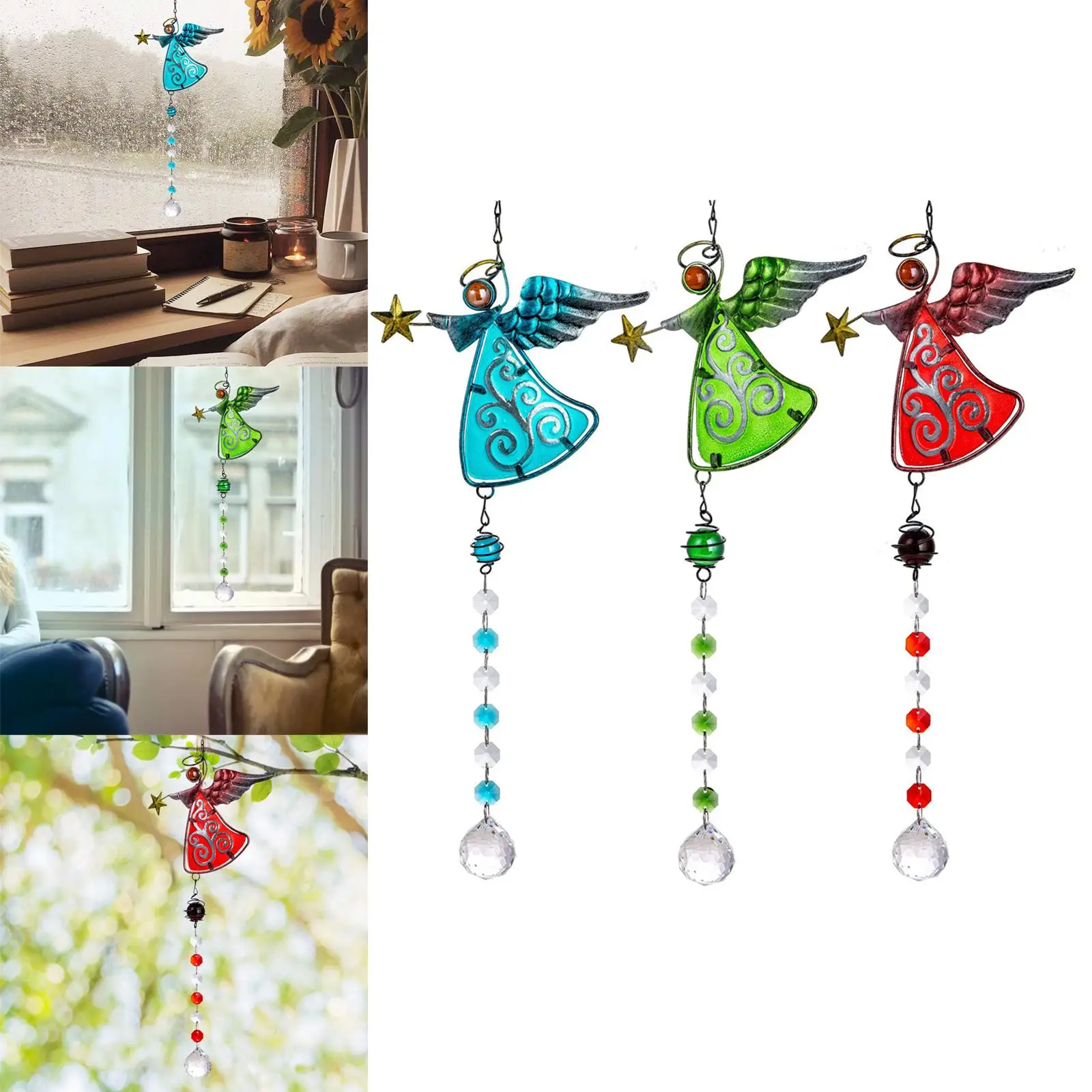 5cm Crystal Angel Window Hanging Pendant Yard Patio Porch Decorative Windchime Sunlight Reflector Wind Chimes Gifts