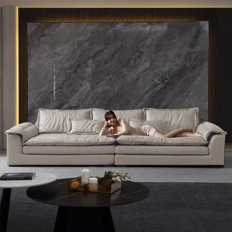 

Technology fabric sofa living room small apartment simple modern home straight row light luxury three-person sofa