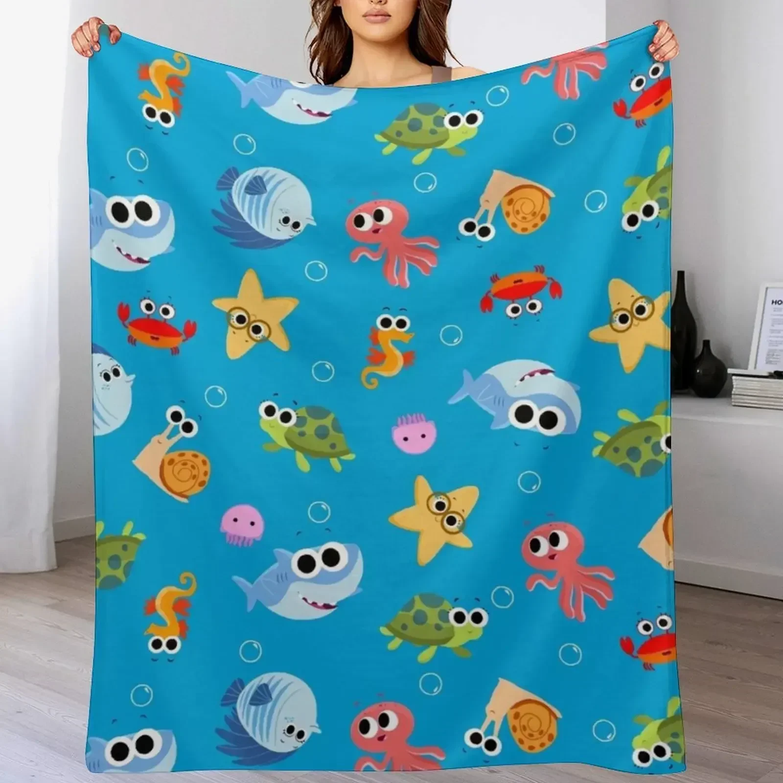 Finny the shark muster 01 decke für baby für sofa dünne decken