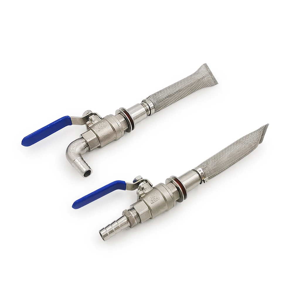 Homebrew Weldless Bulkhead Keg Conversion Kit 304 Stainless Steel 1/2'' Ball Valve with 6'' or 12'' Bazooka Screen