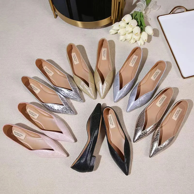 Luxury Temperament Women Shoe Summer New French Pointed Leather Shoe Simple Comfortable Single Shoe Sheepskin Elegant Low Heels