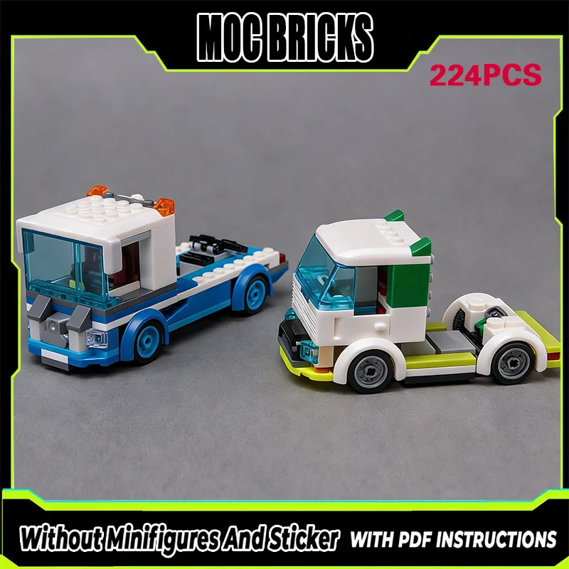 

Конструктор City Car Model MOC: Грузовик-платформа и полуприцеп, модульная технология, подарки, праздничные наборы для сборки, детские игрушки