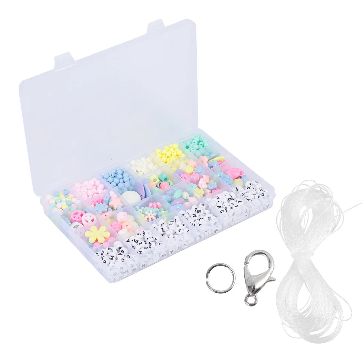مجموعة خرز بأحرف الحلوى الملونة بألوان ربيعية زاهية متينة من البلاستيك بفتحة كبيرة يمكنك صنعها بنفسك زخرفة يدوية للأطفال