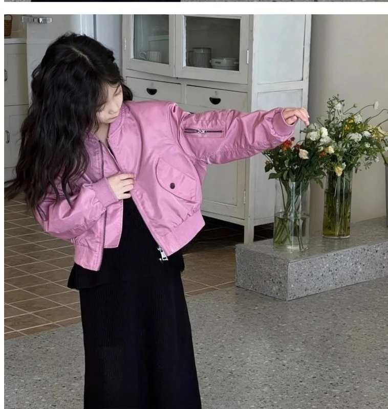 Child Clothing Korean Children's Girls' Outerwear Autumn and Spring New Casual and Fashion Jacket Kids Solid Color Coat view 4