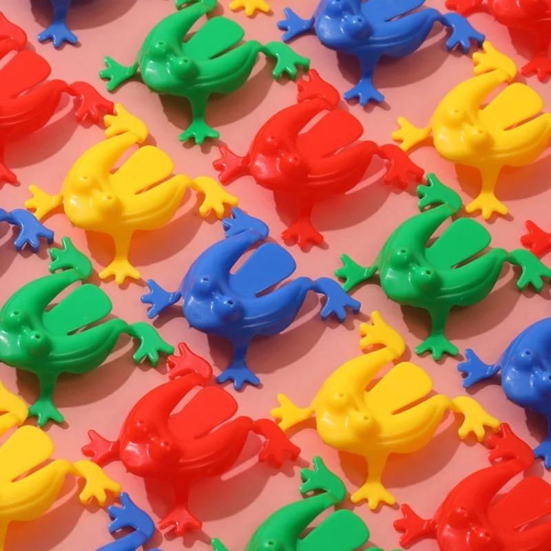 10/20Pcs Jumping Frog Toy Solid Color Plastic Bouncing Frog Parent-child Family Game Kids Birthday Party Gift Stress Relief Toys