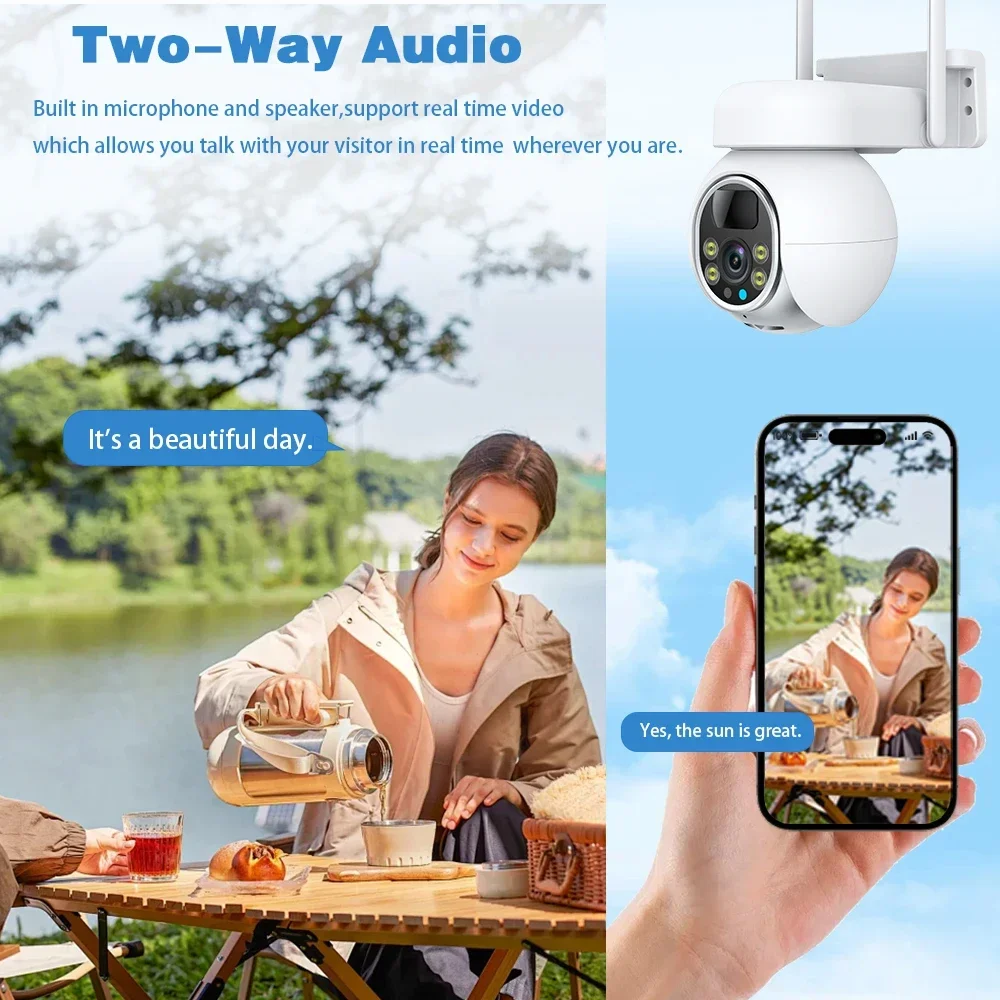5MP اللاسلكية الشمسية PTZ CCTV كاميرا مراقبة الرؤية مقاوم للماء في الهواء الطلق PIR كشف اللون للرؤية الليلية لأمن المنزل
