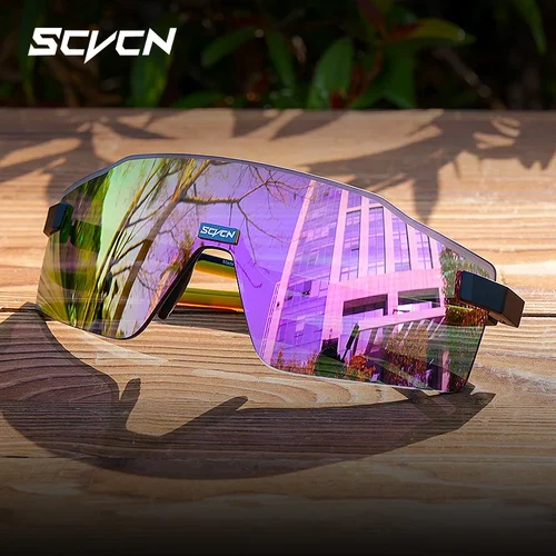 Imagen 2 del producto SCVCN Gafas de sol ligeras para correr, gafas de ciclismo para hombres, visión amplia, almohadilla para la nariz ajustable, gafas de senderismo UV400 para mujeres