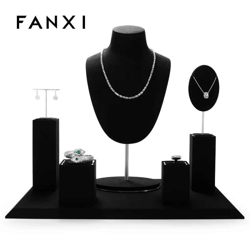 Original Jewelry Display Stand Microfiber Necklace Pendant Earrings Counter Set Display Stand jewelry boxes and packaging