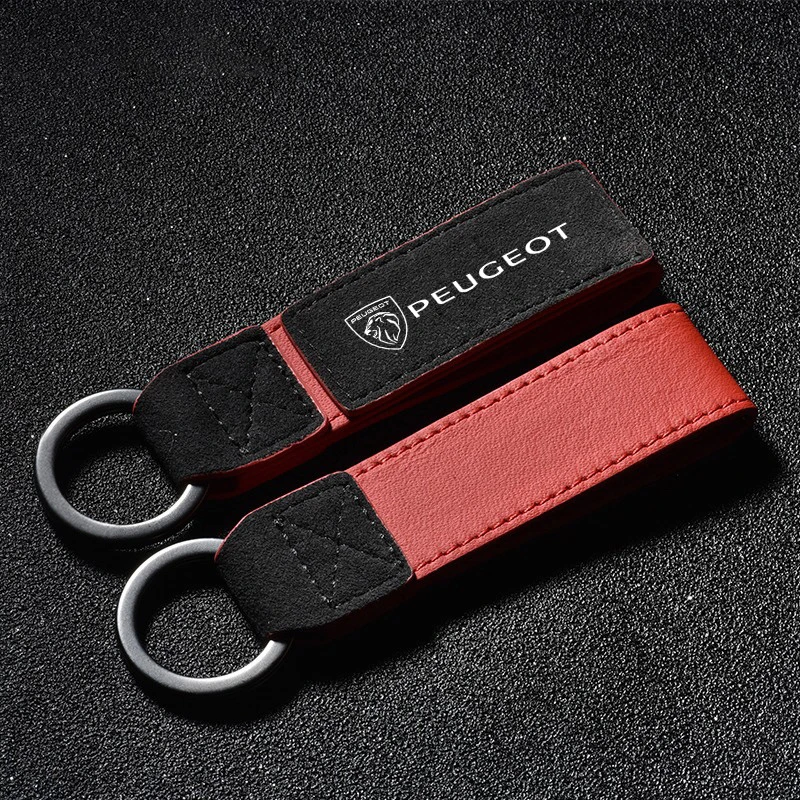 Suede Leather Car Keychain Keyring Pendant Fob For Peugeot 206 207 307 3008 2008 308 406 407 408 508 301 208 Jewelry Accessories