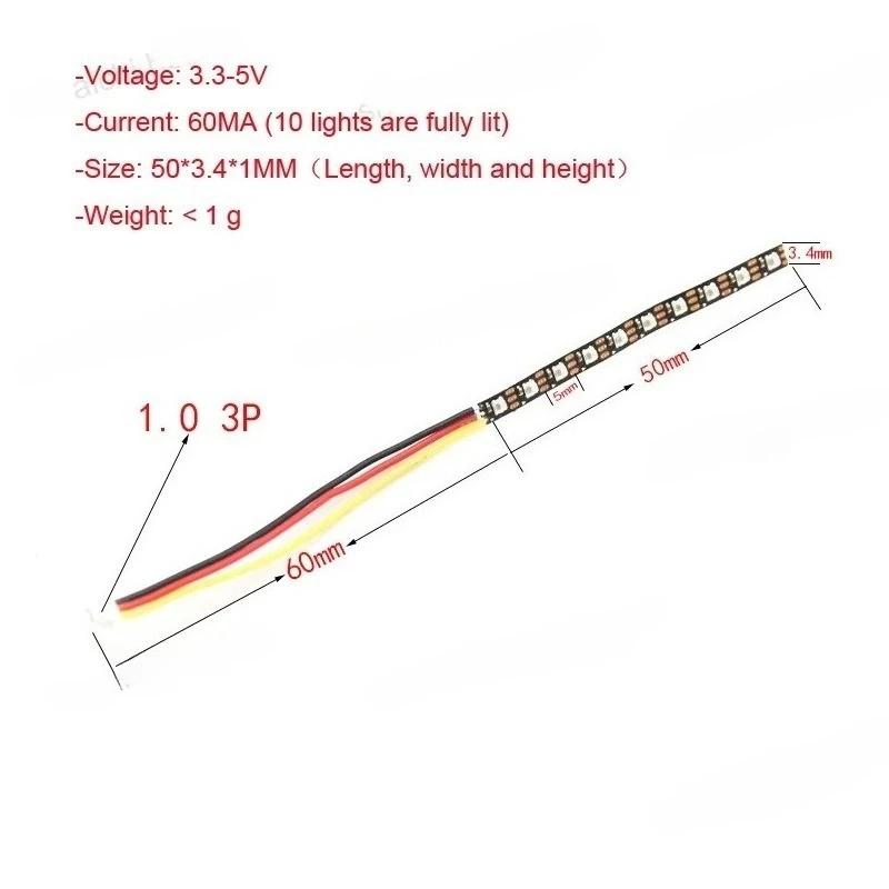 1PC 3.5mm Width WS2812 Programmable LED Bar Light Strip Board Highbrightness Lamp Beads Soft PCB Design 3.3-5V for RC Whoop FPV