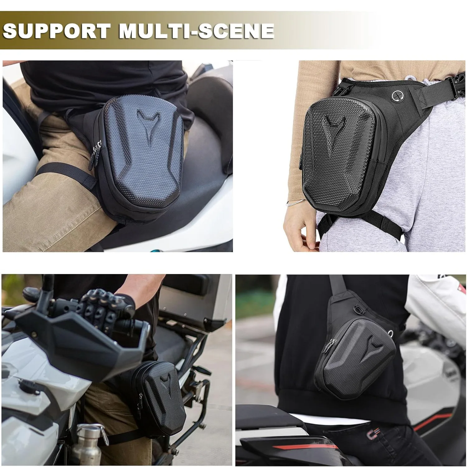 Motorcycle Hard Shell Leg Bag Waterproof Wear Resistant Multifunctional Storage Pouch Adjustable Crossbody Waist Bag for Men