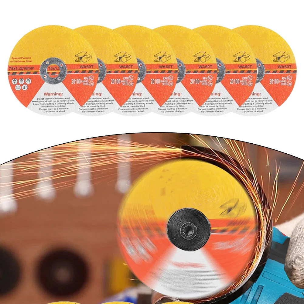 6pcs Cutting Disc 75mm Circular Resin Saw Blade Grinding Wheel Fiber Reinforced Resin For Processed Materials Cutting Accessory