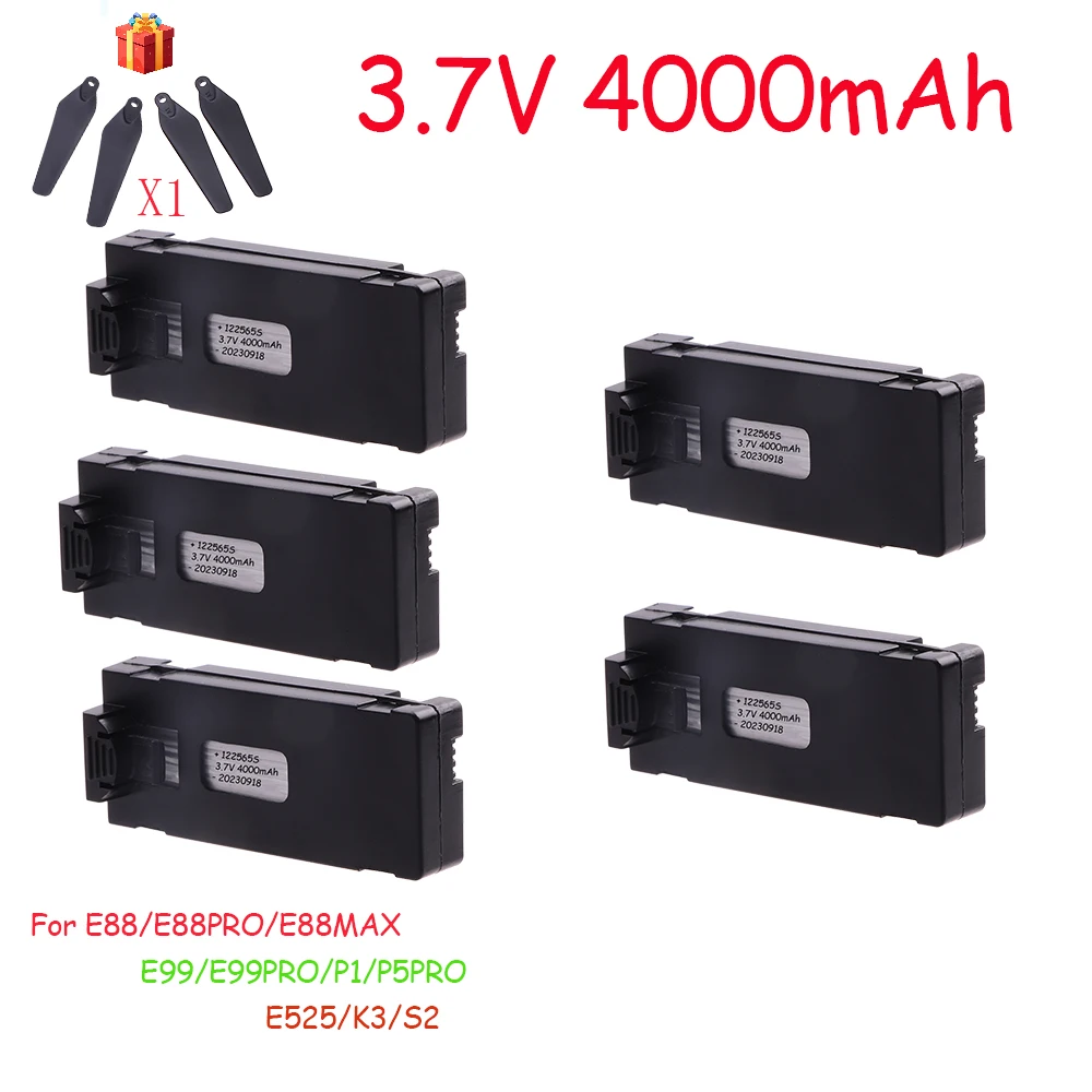 3.7V 4000Mah RC Drone Battery Accessory For E88 E88PRO E99 K3 Ls-E525 E525 PRO Mini Uav Drone Battery Special Battery Rc Parts