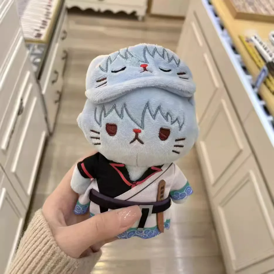 لطيف الكرتون جينتاما أفخم دمية المفاتيح ساكاتا جينتوكي و كاتسورا كوتارو قناع عين القط أنيمي القط دمية قلادة هدية #4