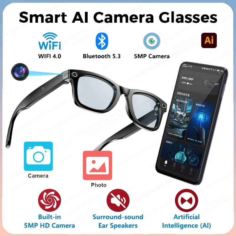

1 Million Pixel Camera Taking Photos Recording Videos Smart Glasses AI GPT Camera Bluetooth Call Upgraded Intelligence Glasses