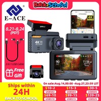 E-ACE Dash Cam 4K 3 Inch Mini Car Dvr Dual Lens With GPS WIFI 24h Parking 1080P Rear View Camera Night Vision Black Box