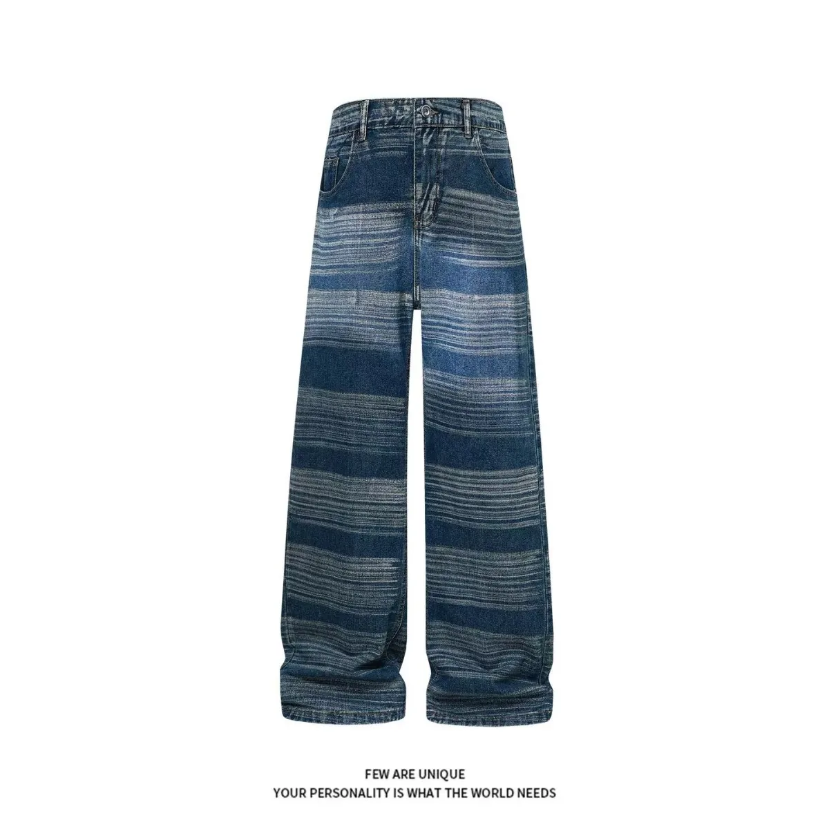 Washed American Color Block Stripe Men's Jeans CleanFit Straight Knife Flared Pants Casual Versatile mid Waist Denim Jeans