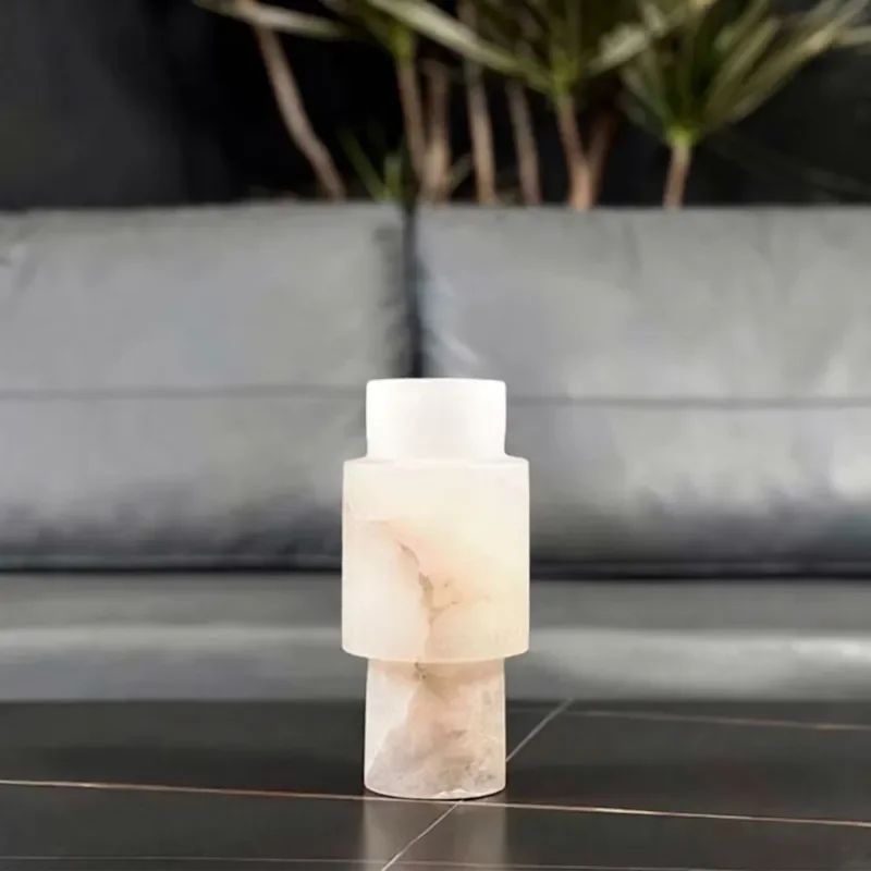 STONEKOCC Natural Spanish Alabaster White Marble Vase 11 Styles Home Living Room Tabletop Decoration High Quality Design High