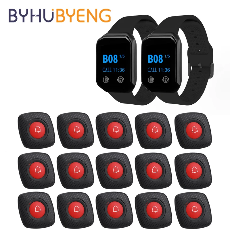 BYHUBYENG ristorante cameriere chiamata Wireless cercapersone sistema orologio da polso attrezzature ospedaliere Cafe Relogio pulsante antipanico digitale chiamata