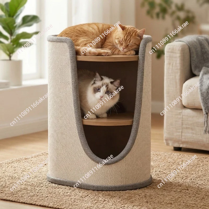 Cat climbing frame household small apartment does not occupy the area of cat scratching board cat nest integrated multi-layer