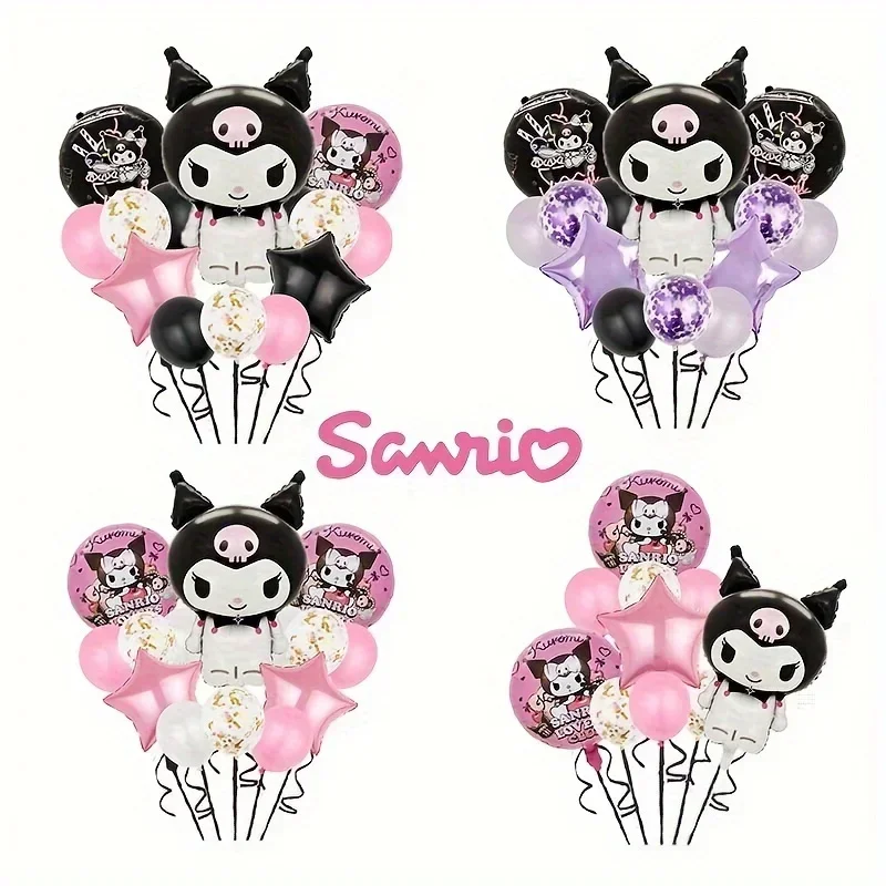 

14pcs Funny Cartoon Kuromi Y2K Aluminum Film Balloon Sanrio Cute Children Birthday Set Girl's Birthday Decorating Party Toys