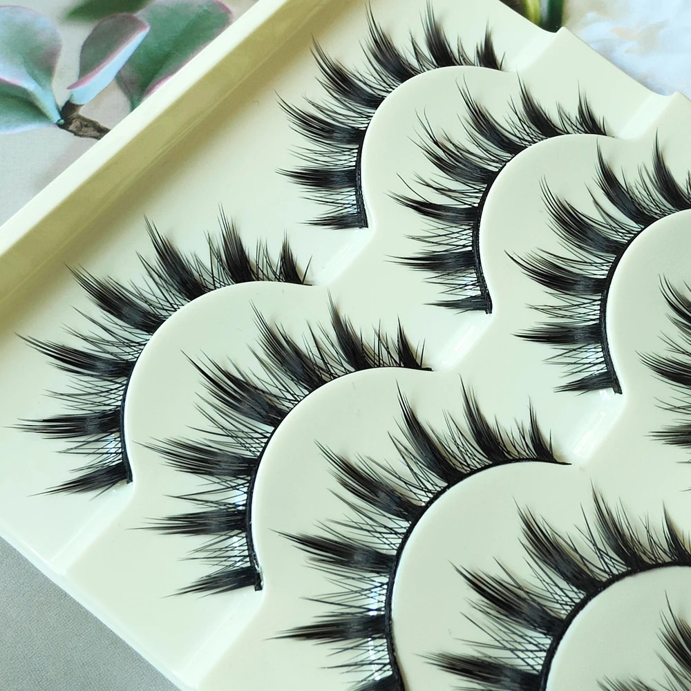 5 Pairs/set Natural Thick False Eyelashes Cosplay Little Devil Eye Lashes Long Fluffy Smoky Cat Eye Eyelash Makeup Cosmetics