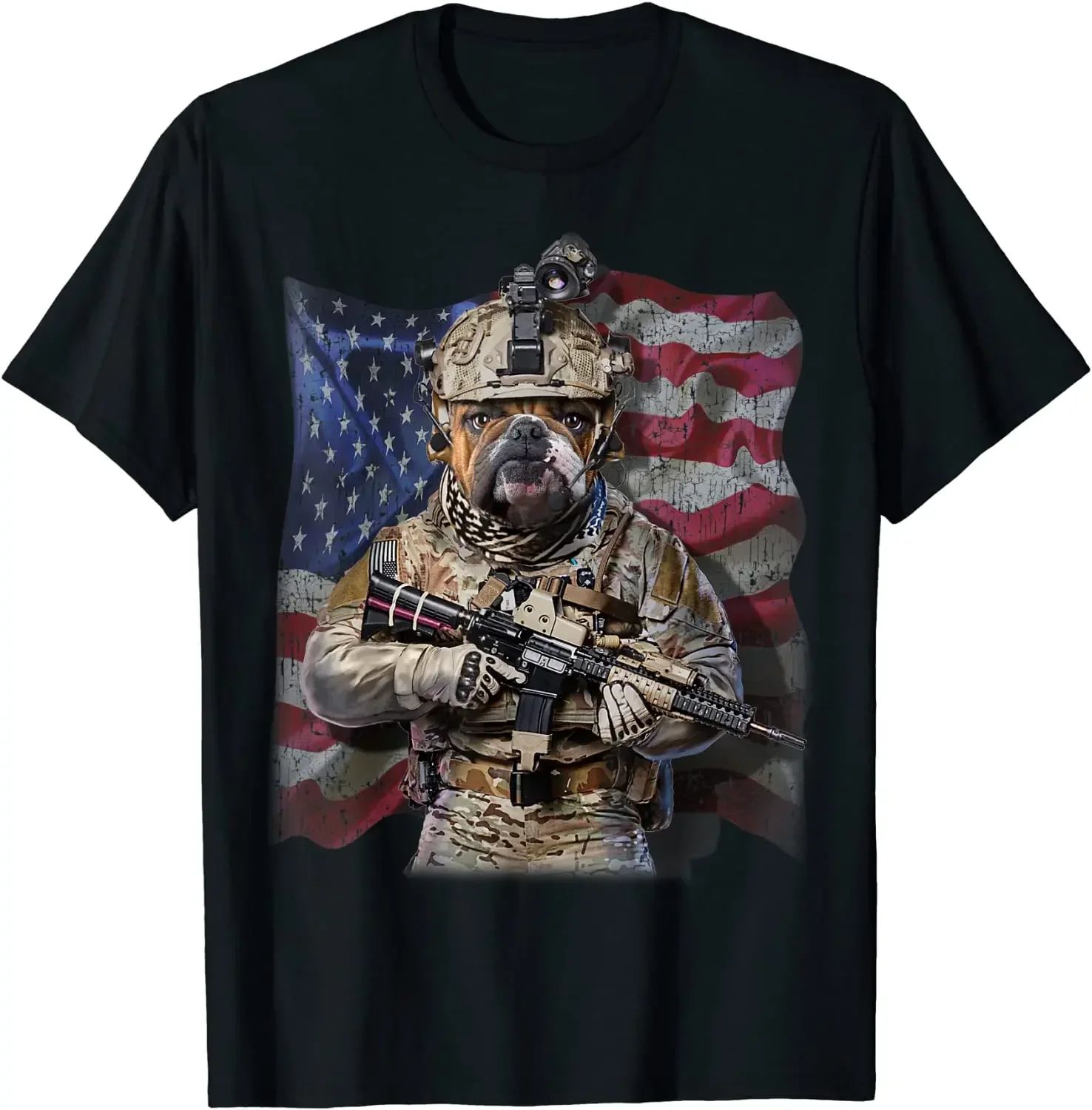 America Patriot USA Flag Bull Dog As Army Commando T-Shirt. Summer Cotton O-Neck Short Sleeve Mens T Shirt New S-3XL