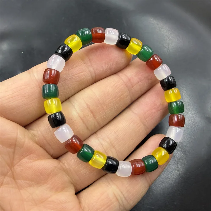 New-Type Colored Chalcedony Agate With Old-Style Beads, Small Abacus Bead Bracelet