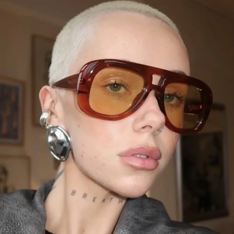 Oversized Frame Women's Pilot Sunglasses Retro Trendy Irregular Square Men's Sunglasse Fashion Luxury Designer Glasses Shades
