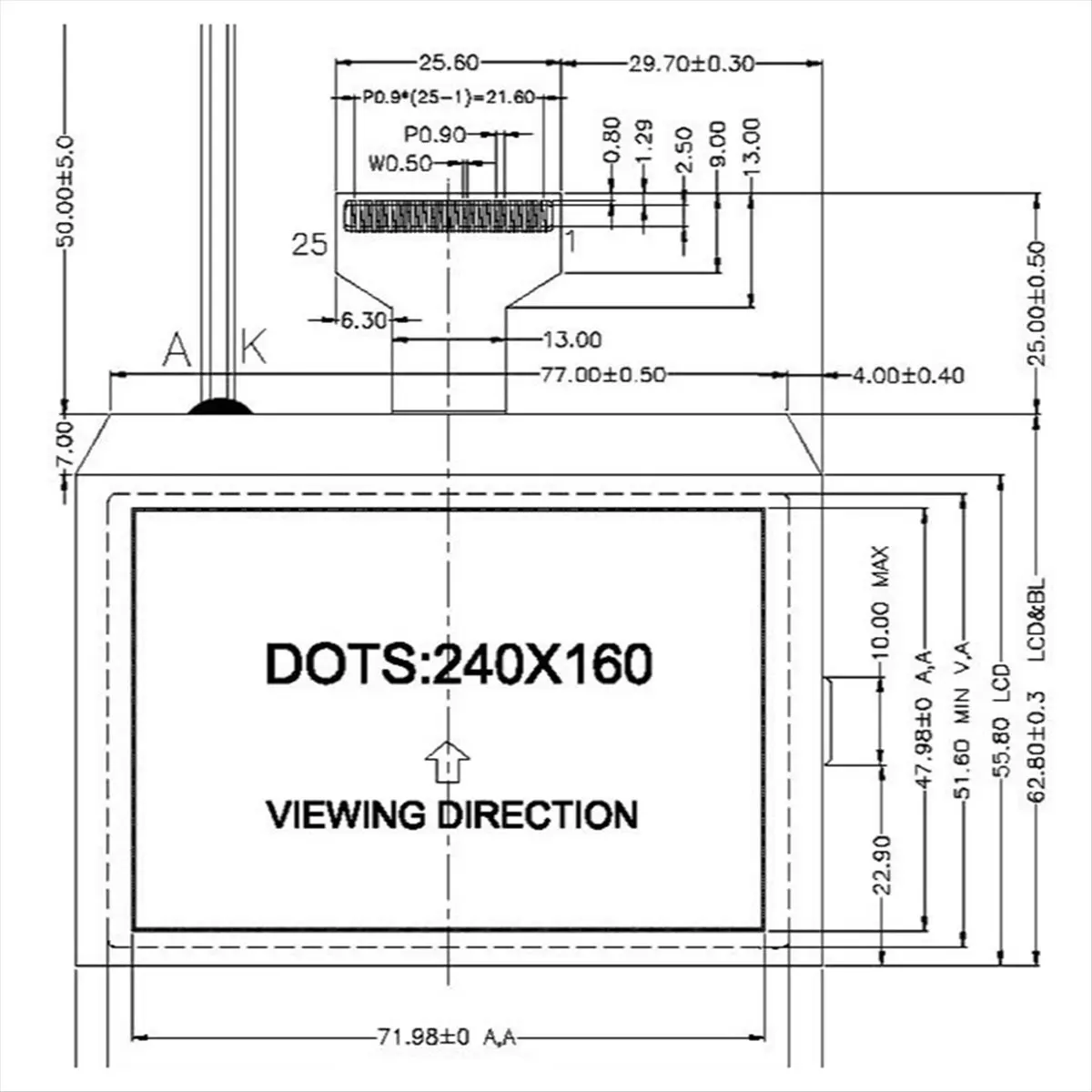 【ELEVATE LIFE】3.4inch 240x160 Dot Matrix LCD Display Serial Interface Black on White Free Backlight Connector