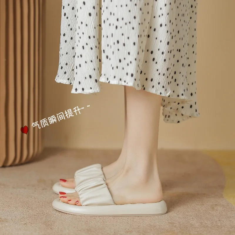 Sandals Woman Slippers Summer New Candy Fold Flat Bottom Soft Sole Straight Sandals Women Shoes Comfortable and Casual 41-18