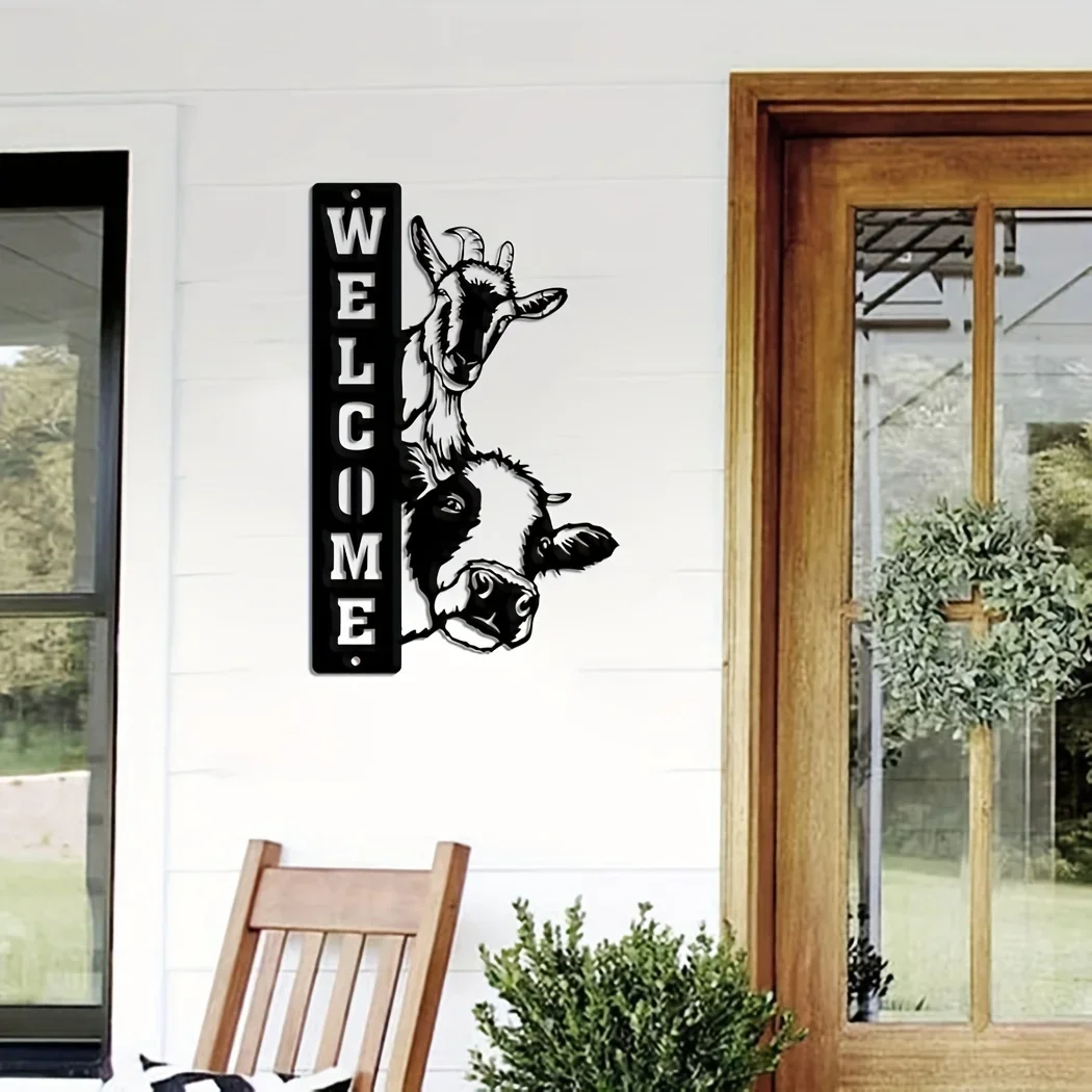 CIFbuy Signs Plaques,Farm House Sign, Cow Sheep Sign, Welcome Farm Sign ,Farm Wall Art Barn Decor, Ranch Decor Goat Sign