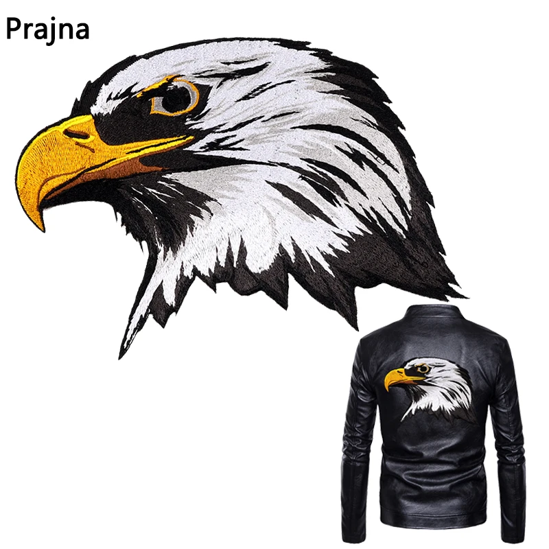 Large Eagle Punk Patches For Clothing Big Motorcycle Biker Embroidered Patches On Clothes Applique Stripe For Jackets Back Badge