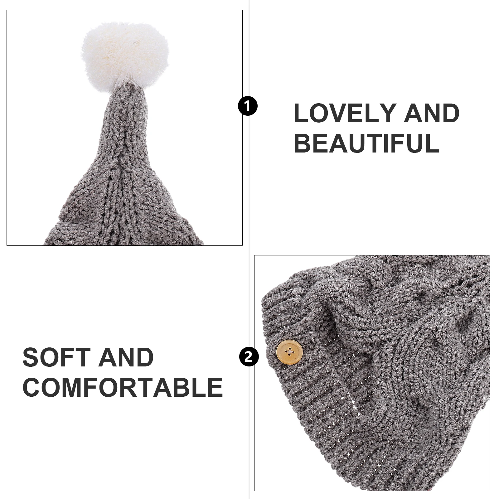 

Baby Knitted Kids Woolen Beanie Pom pom Light Kids Woolen Hat Grey Yarn Warm Winter Fashion Cute Photography Gift