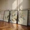 3pcs frameless Canvas Painting Sage Green Olive Golden Botanical Leaf Branch Canvas Wall Art Set, Boho Minimalist Prints,Modern