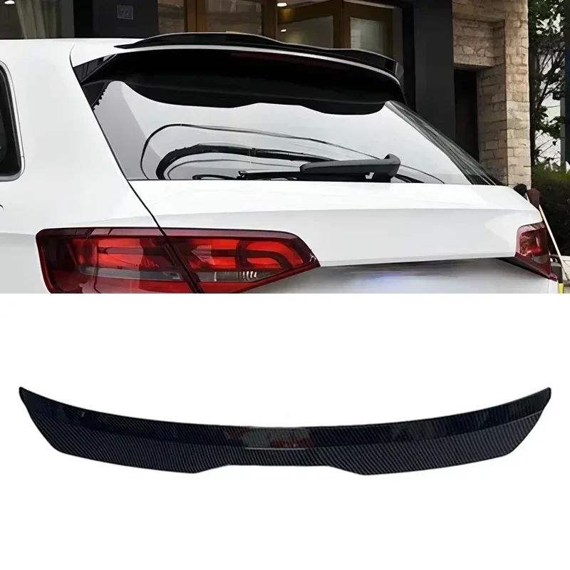 Car tail modification universal non perforated top wing black/carbon fiber pattern wind wing adhesive installation tail wing