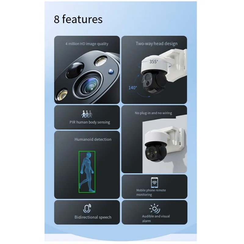 VVNB-4 Million Pixel Hd Camera Outdoor Surveillance Camera 360° Night Vision Panorama IP66 Waterproof Two-Way Voice