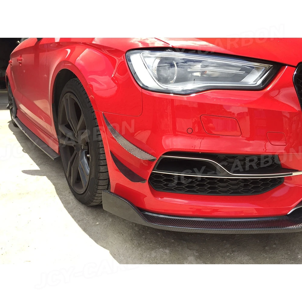 

Накладки на бампер JCYECF из карбона для Audi A3 S3 Sedan 2014-2016, 4 шт., передний сплиттер, аэродинамические накладки, канарды, аксессуары для автомобиля