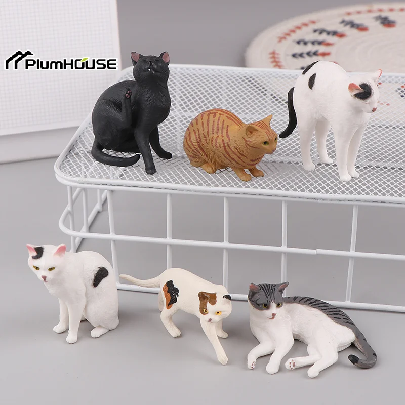 

1Pcs Solid Simulation Animal Model Lying Orange Cat Figurine Cute Desktop Decoration Mini Pet Cat Model Ornament