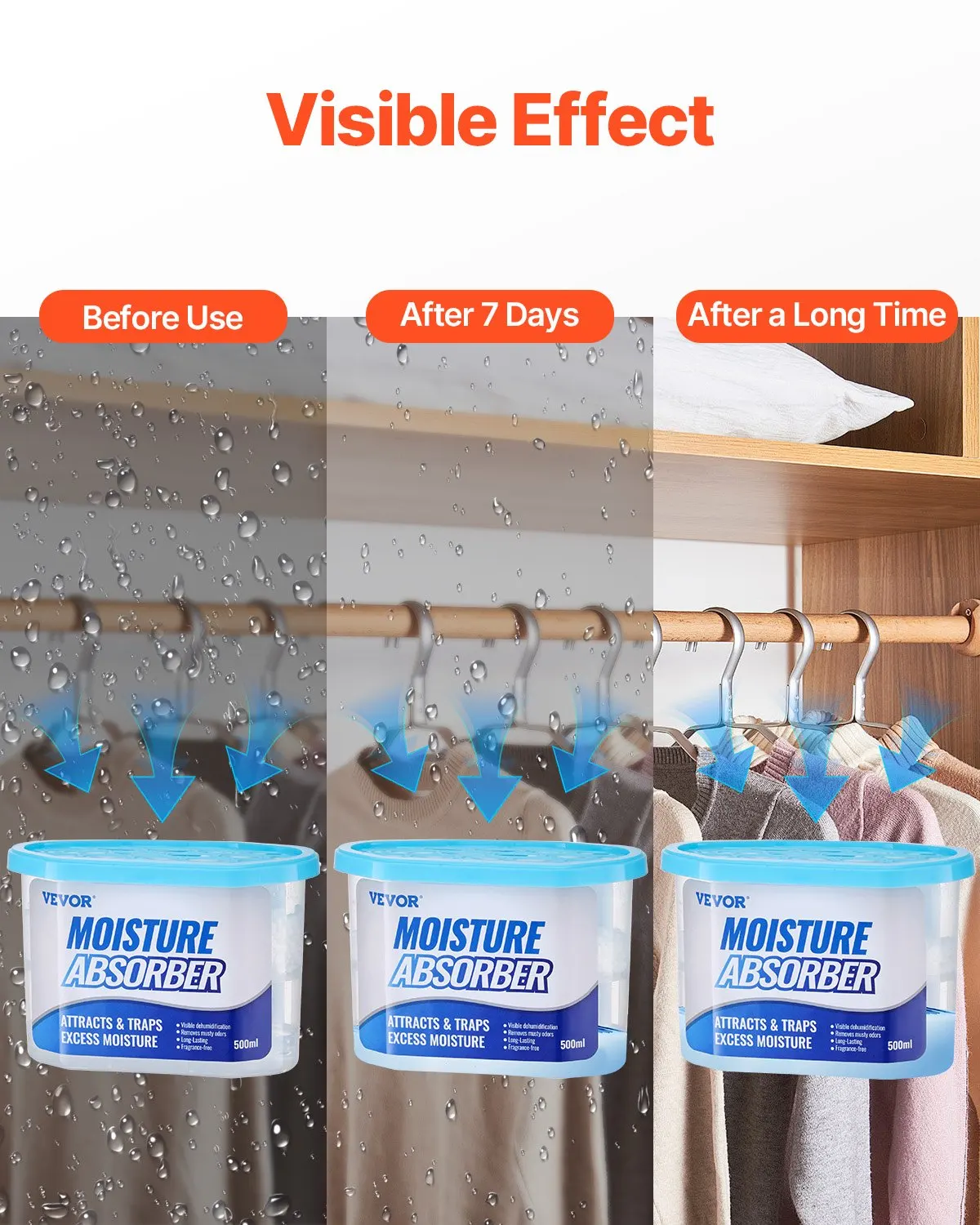 Cajas absorbentes de humedad, cajas absorbentes de humedad de 10,8 Oz, 6 paquetes, deshumidificador sin fragancia que atrae la humedad adicional