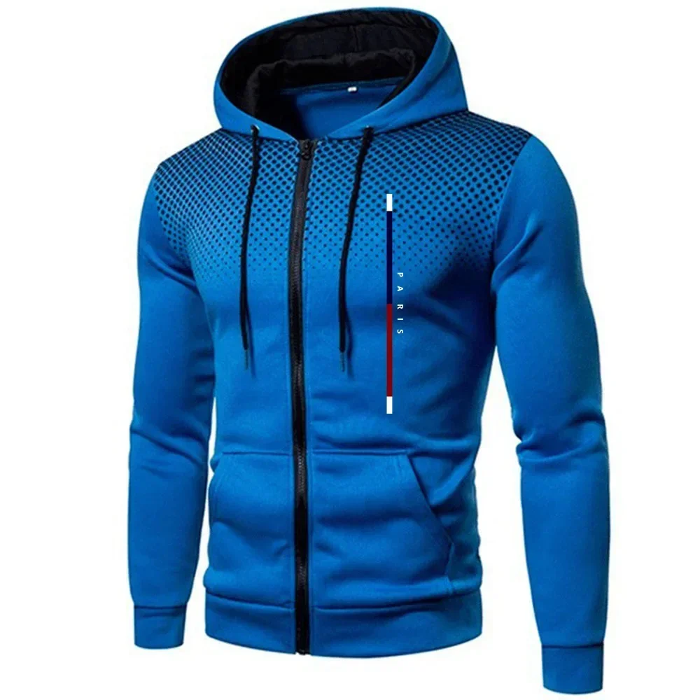 Mens Jackets Printing Casual Zipper Hooded Coat Outdoors Sports Jogging Mens Clothing Autumn Winter Street Round Dot Sweatshirts