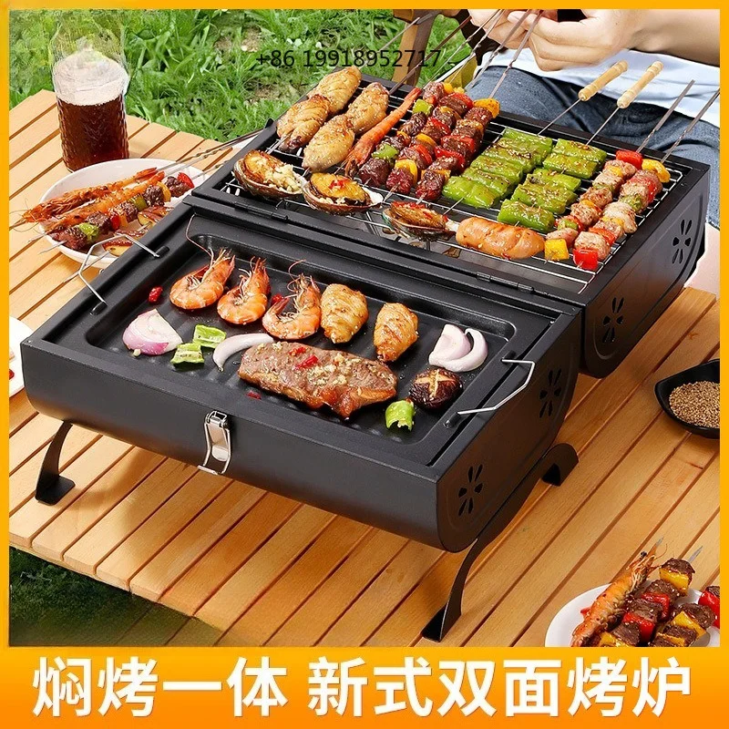 2 in 1 Home Grill & Griddle Pan Portable Smokeless BBQ Grill for Outdoor Camping