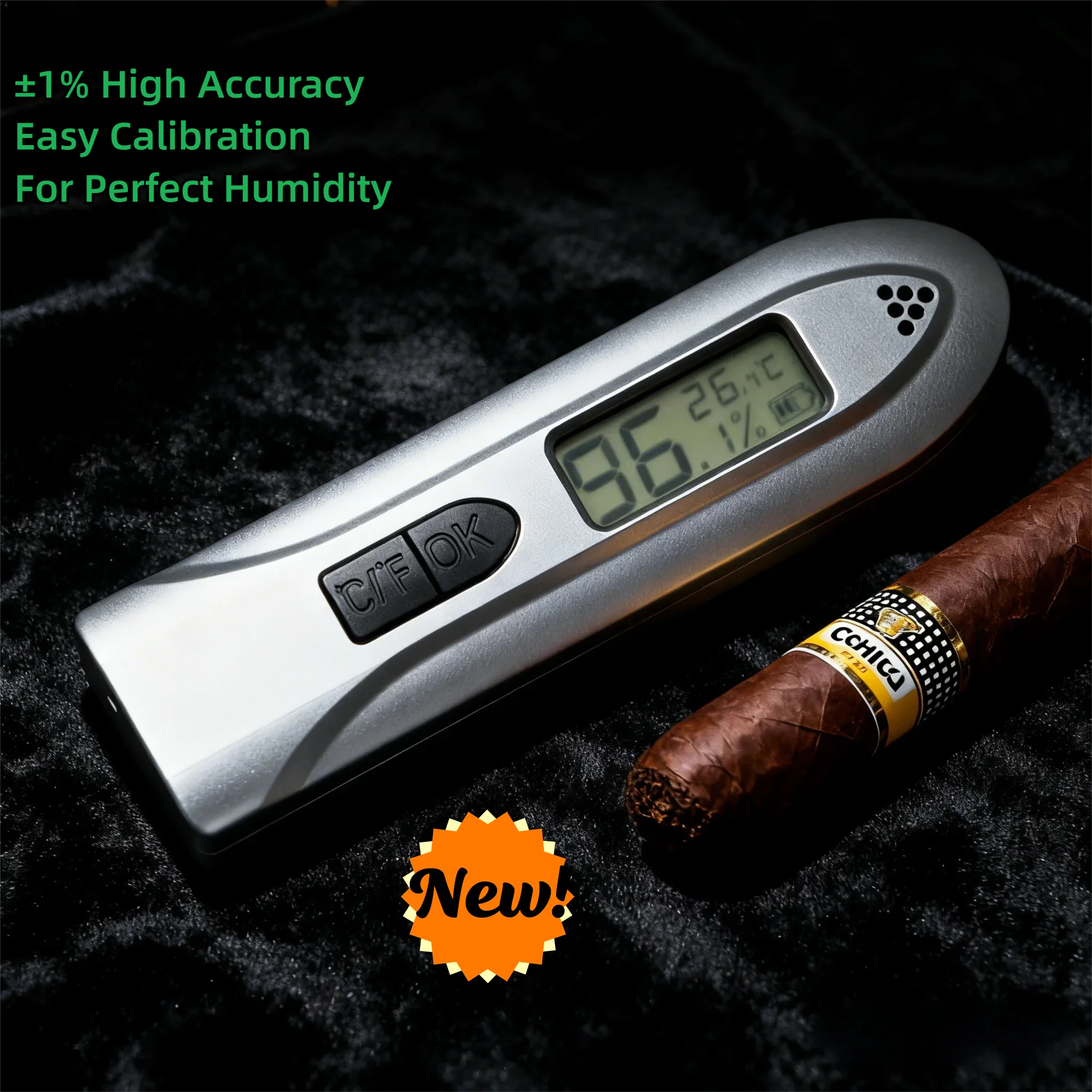 

2025 New Cigar Hygrometer Precisely Monitors Internal Cigar Humidity Lab-grade Accuracy Designed for Premium Cigar Aficionados